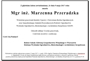 Nekrolog Marzena Przeradzka