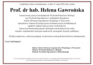 Nekrolog Helena Gawrońska